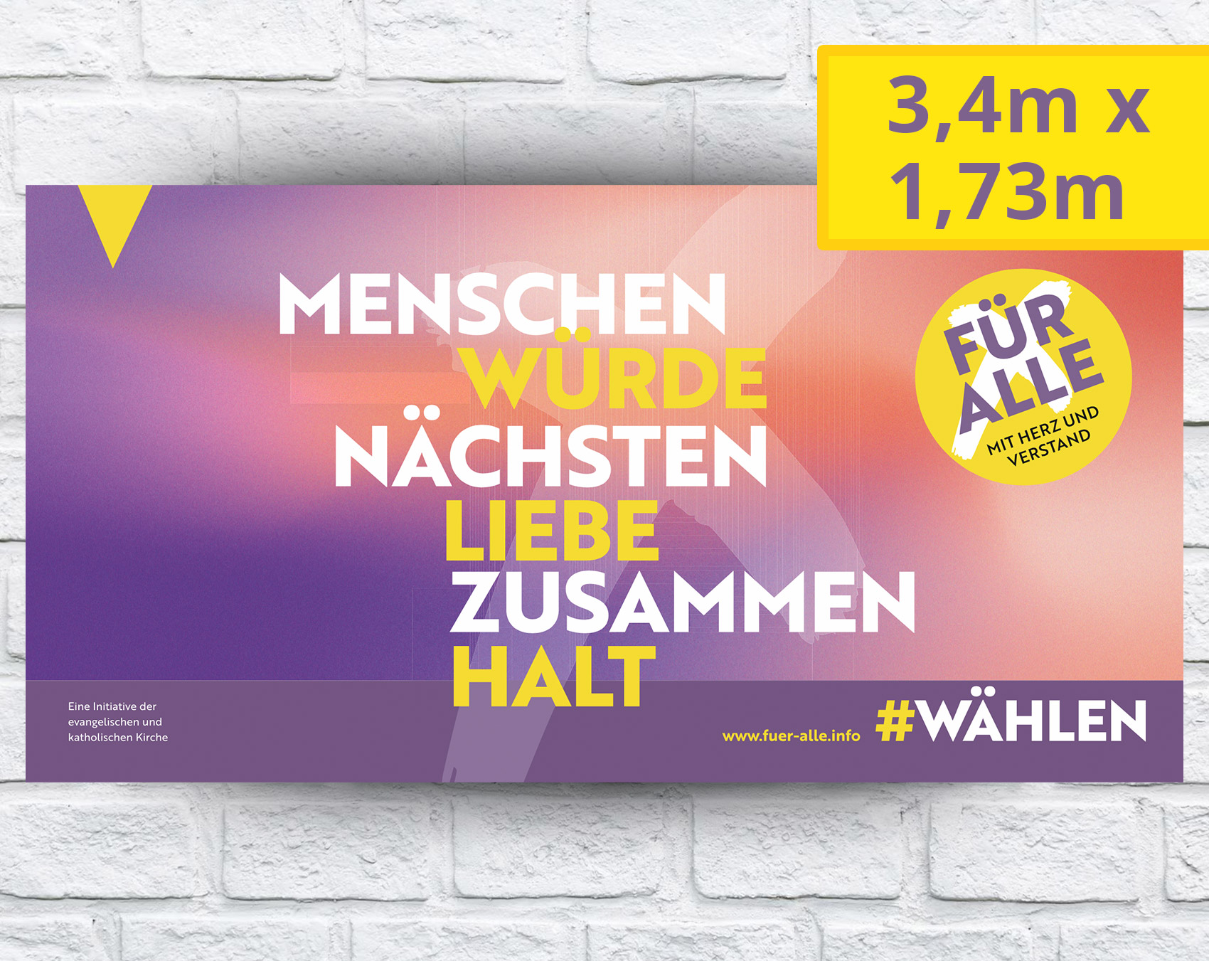 Bauzaun-Banner zur Kampagne "Demokratie stärken"