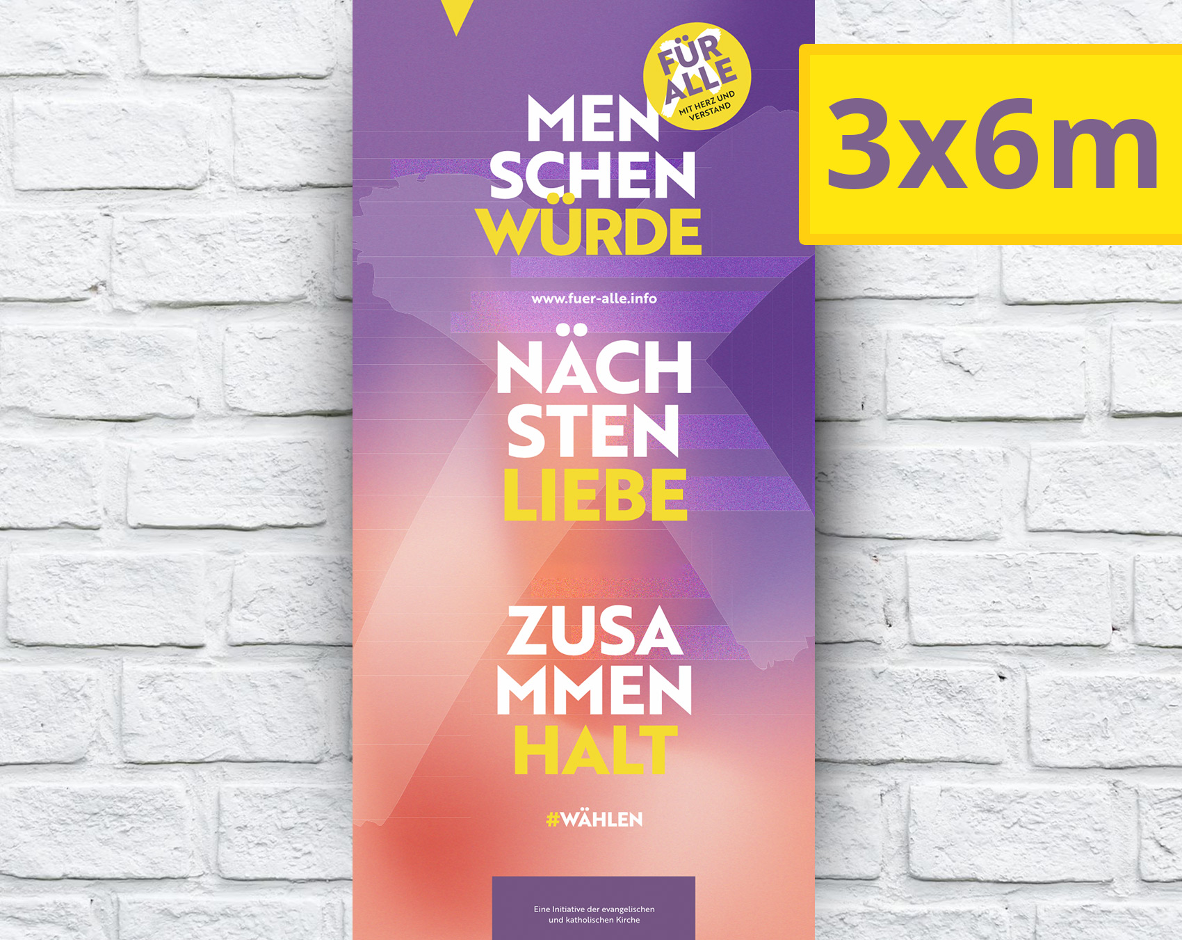 3x6m Banner zur Kampagne "Demokratie stärken"
