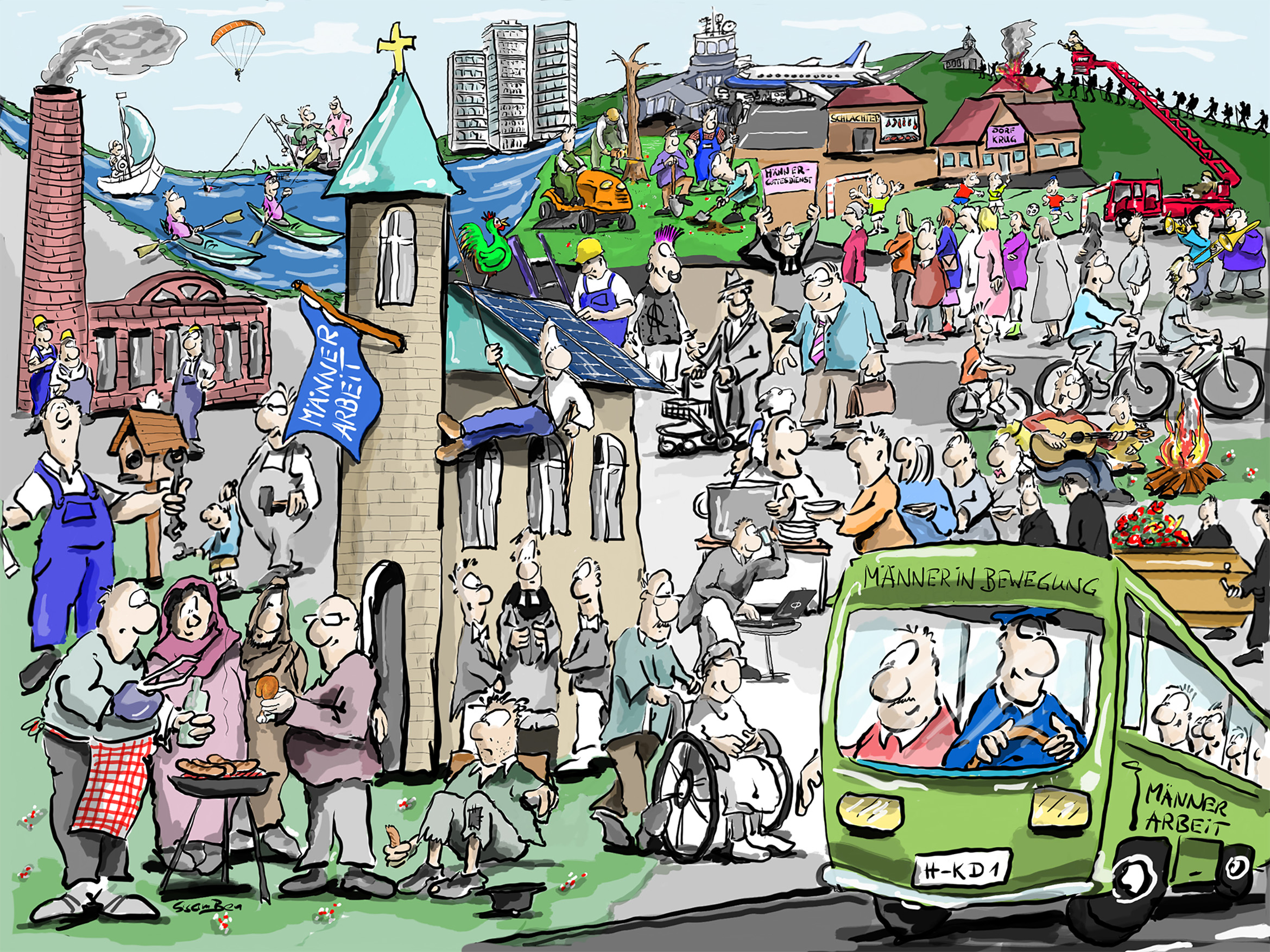 12-450059 Wimmelbild Männerarbeit