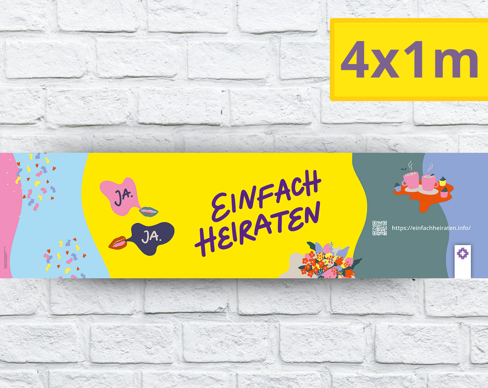 4x1m Quer Banner "einfach heiraten"