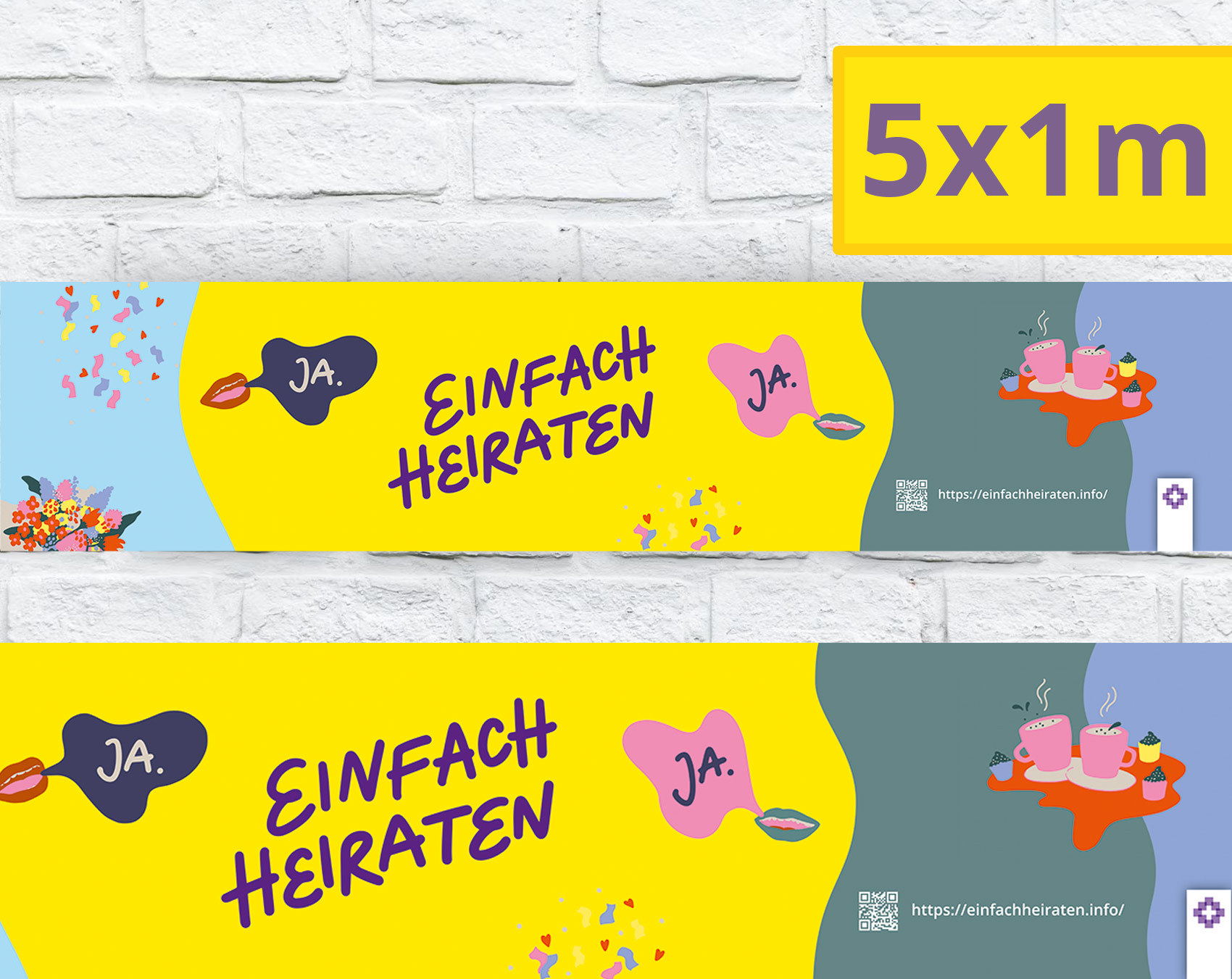 5x1m Quer Banner "einfach heiraten" 5x1m Quer Banner "einfach heiraten"