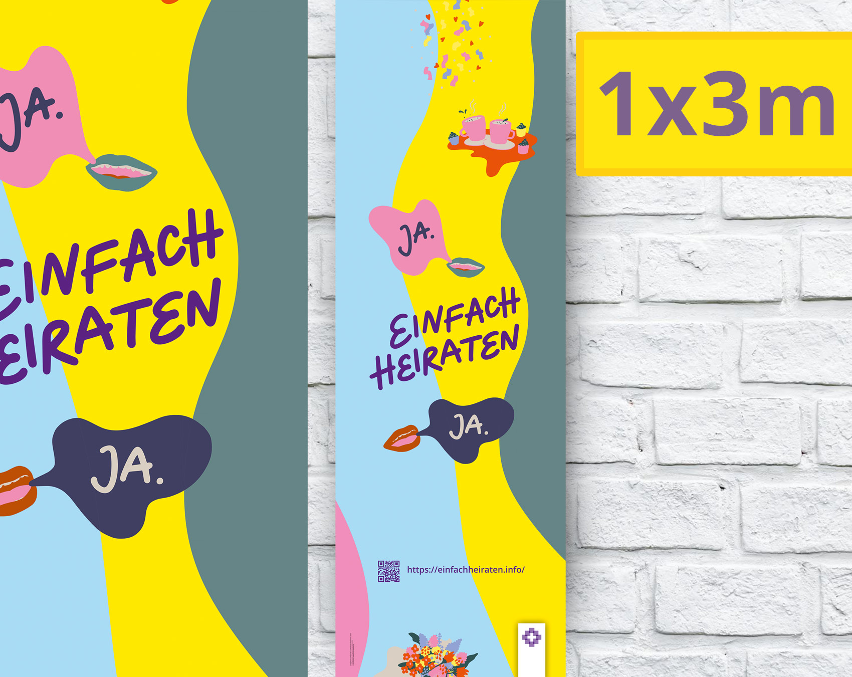 1x3m Banner "einfach heiraten"