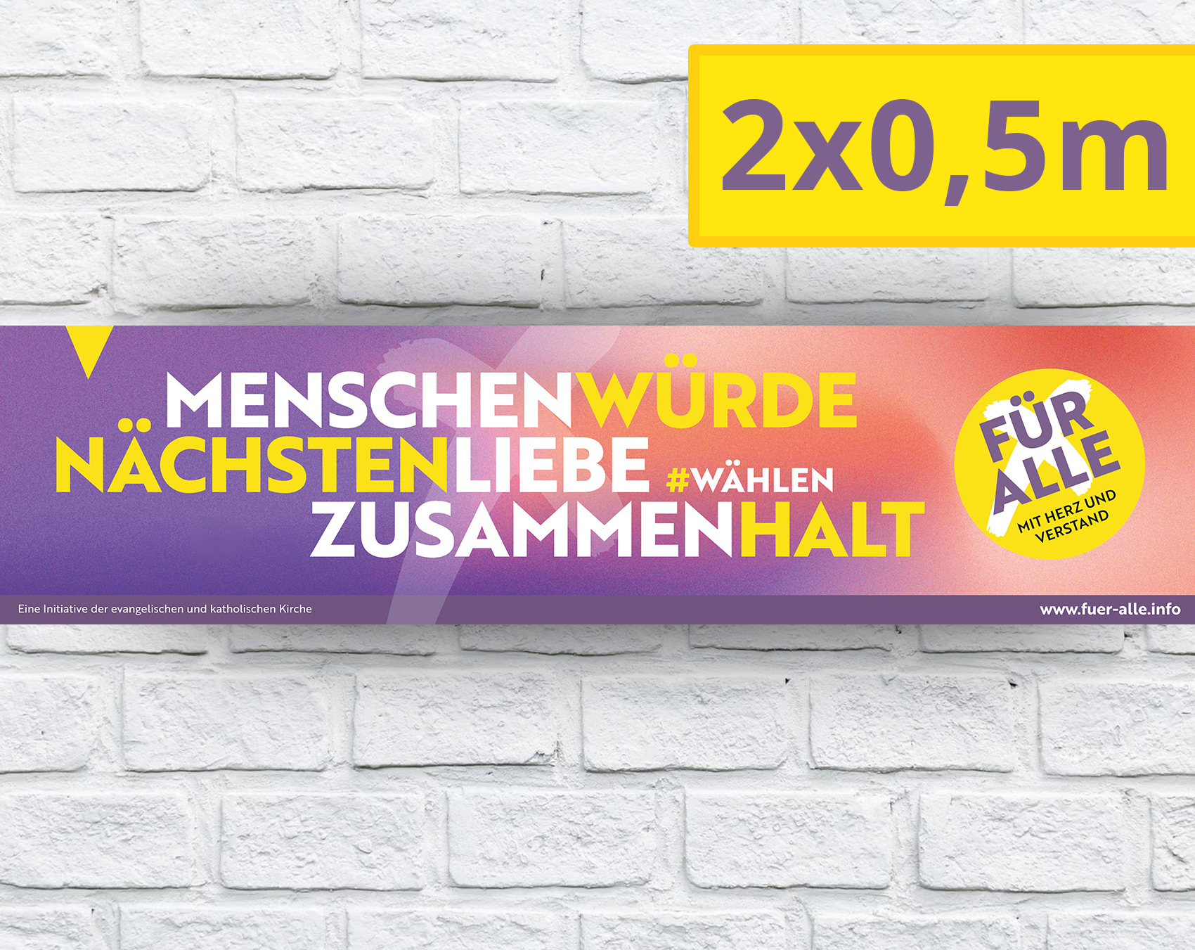 2x0,5m Quer Banner zur Kampagne "Demokratie stärken"