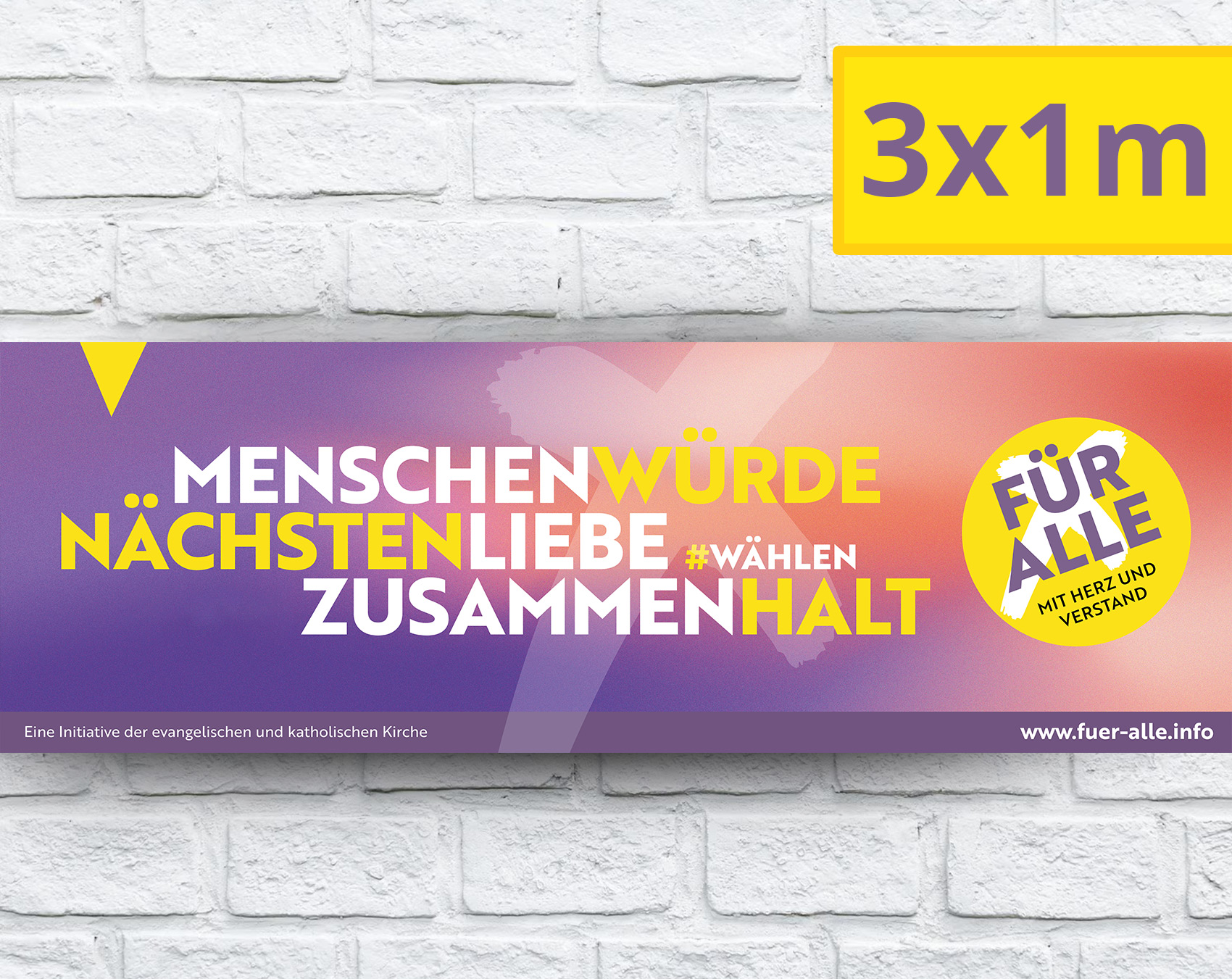3x1m Quer Banner zur Kampagne "Demokratie stärken"