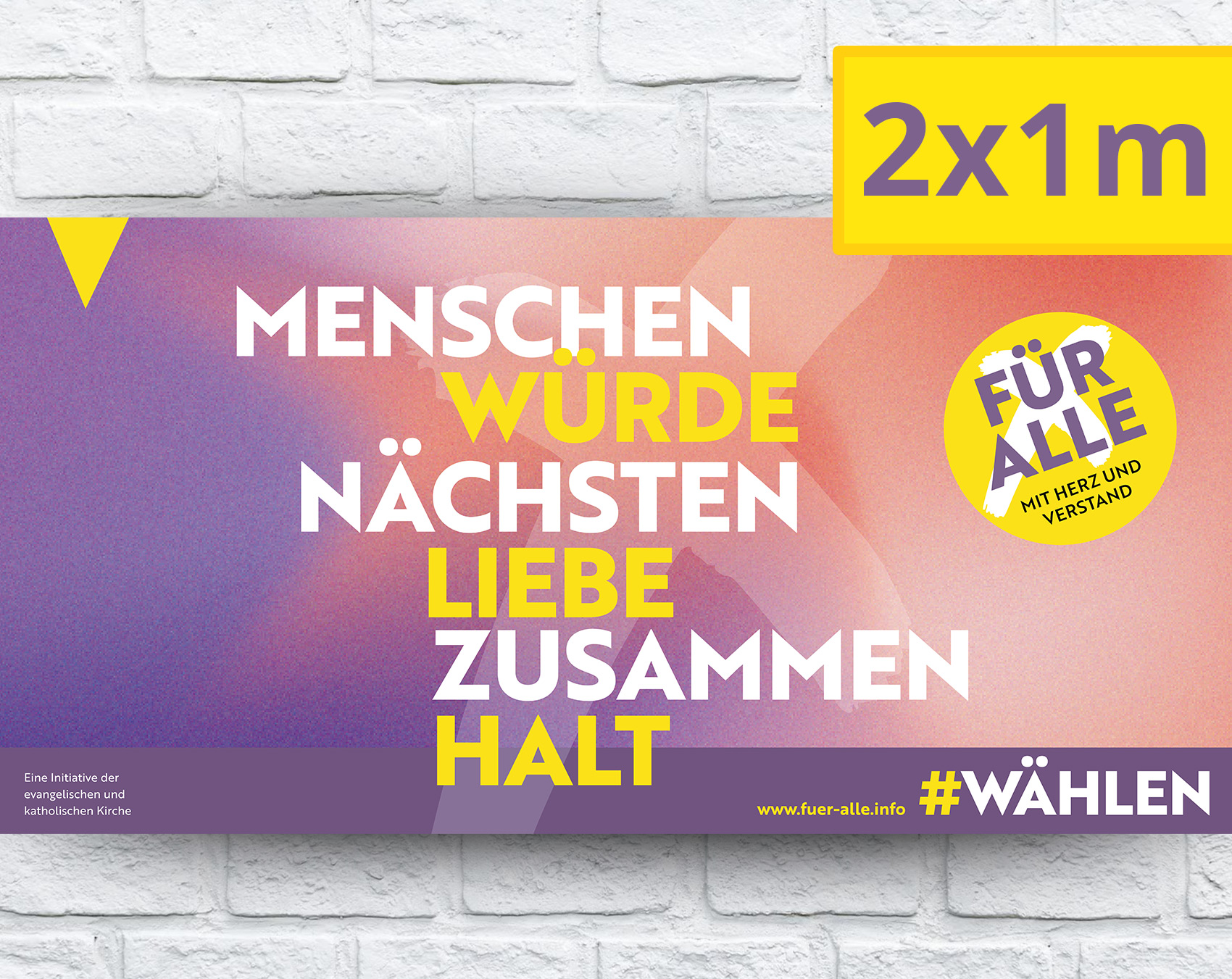 2x1m Quer Banner zur Kampagne "Demokratie stärken"