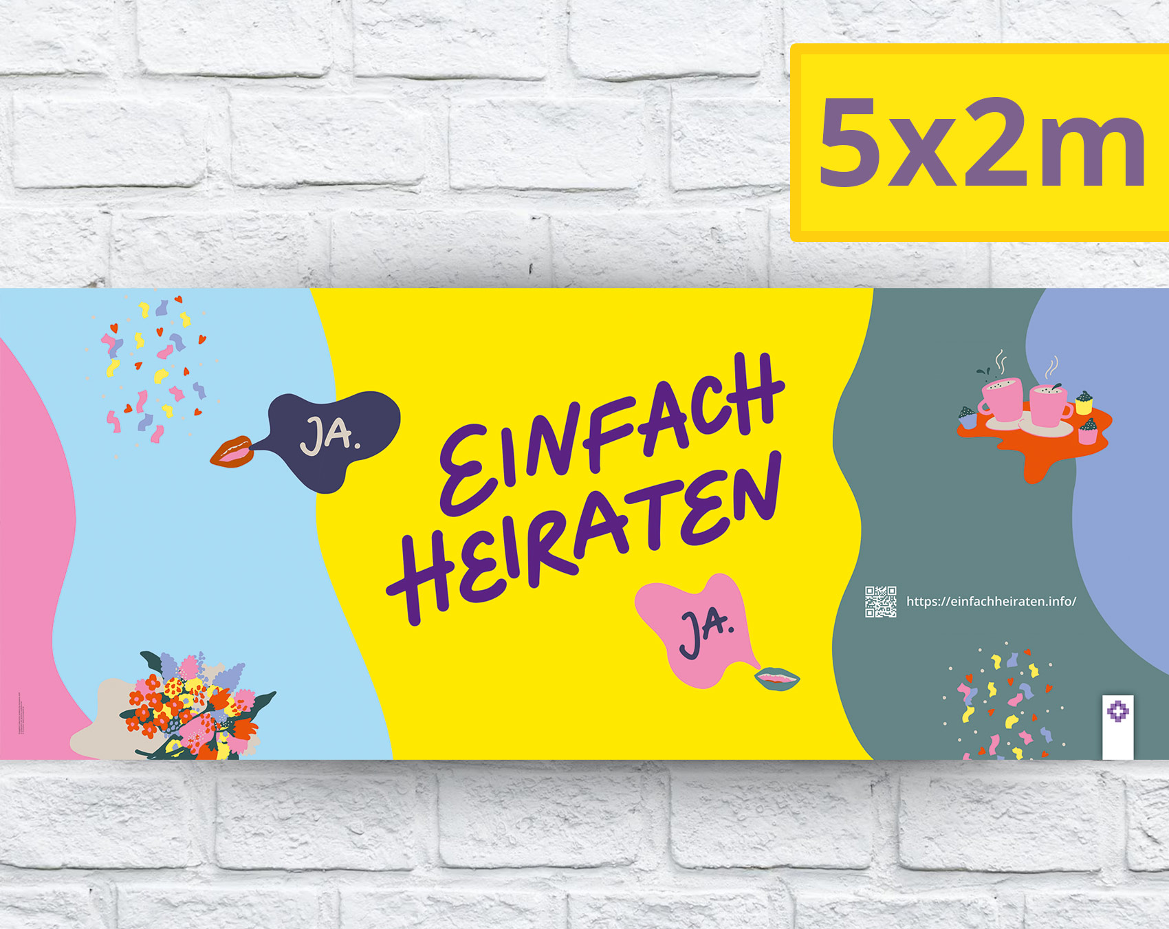 5x2m Quer Banner "einfach heiraten"