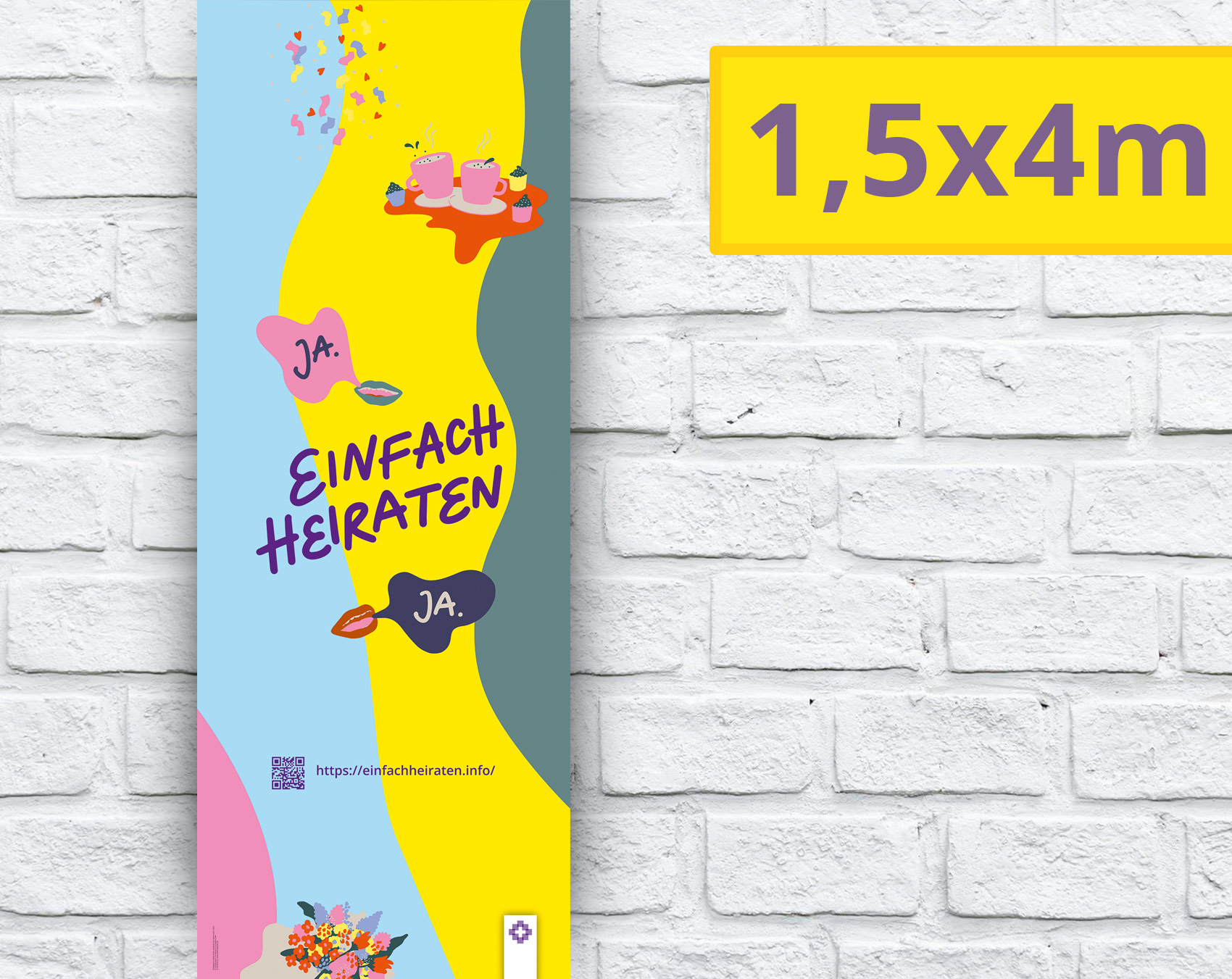 1,5 x 4m Banner "einfach heiraten" 1,5 x 4m Banner "einfach heiraten"